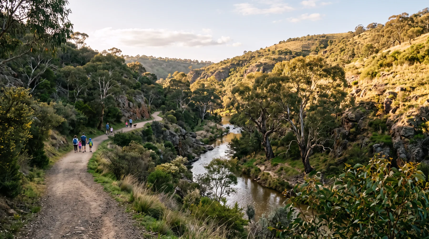 Illustrative creek corridor and parkland with walking paths